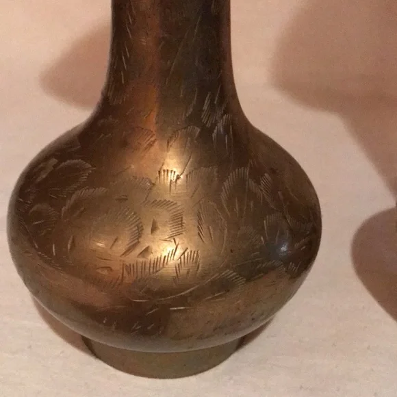2 Brass Flower Vases made in India - 12” tall - Picture 9 of 11